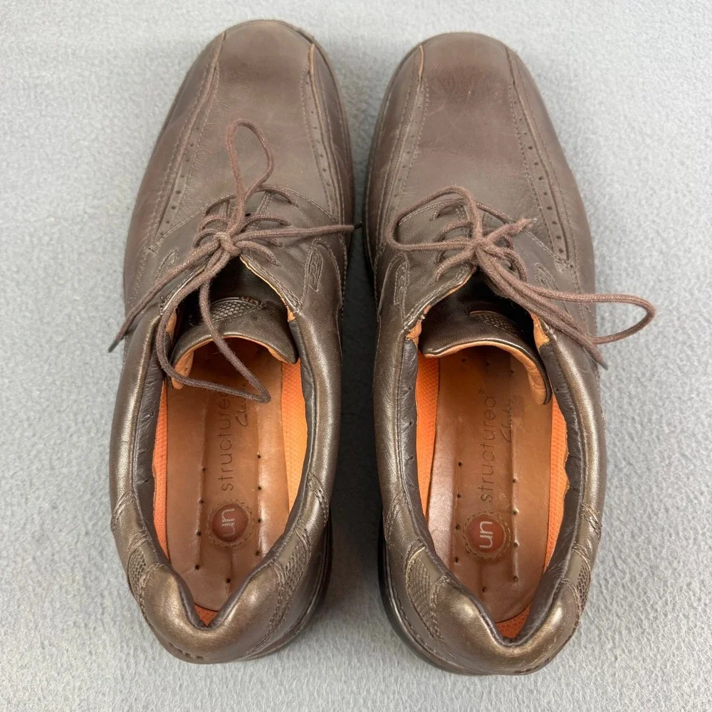 Clarks Unstructured Mens‎ Brown Leather Lace Up Dress Shoes Comfort Size 11.5